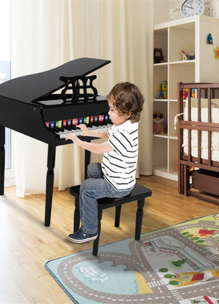 Wooden Toys 30-key Children's Wooden Piano with Music Stand