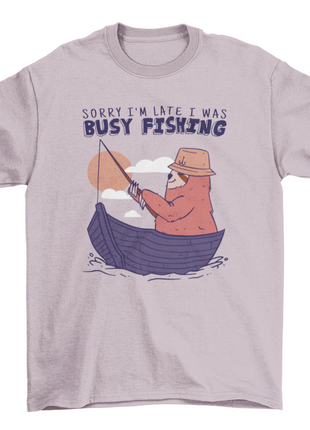 Sloth animal fishing on boat t-shirt design
