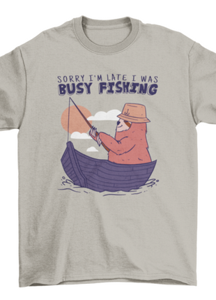 Sloth animal fishing on boat t-shirt design