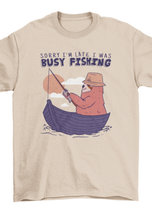 Sloth animal fishing on boat t-shirt design