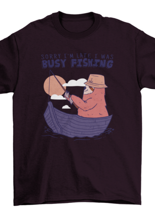 Sloth animal fishing on boat t-shirt design