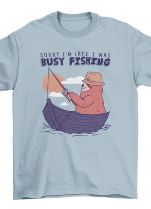 Sloth animal fishing on boat t-shirt design