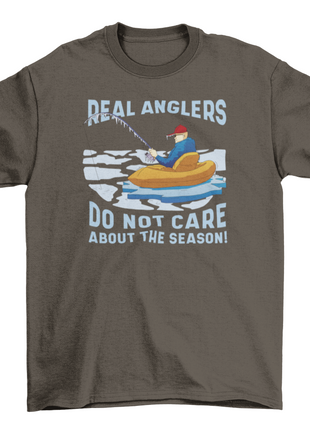 Man fishing in winter t-shirt