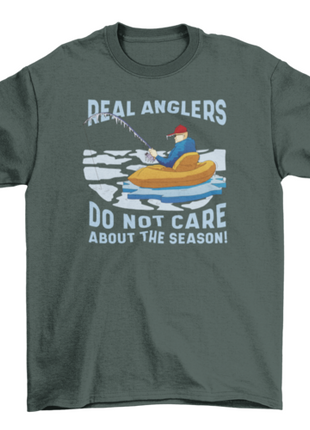 Man fishing in winter t-shirt