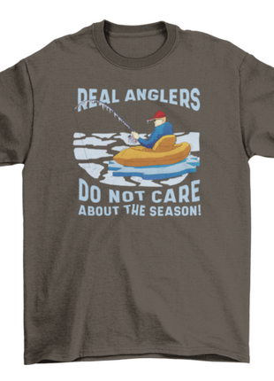 Man fishing in winter t-shirt