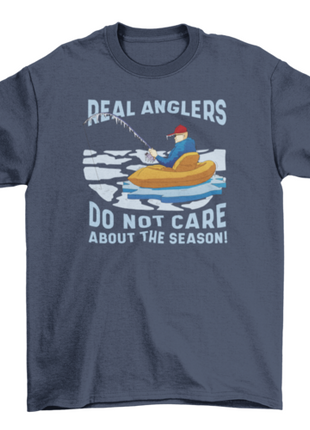 Man fishing in winter t-shirt