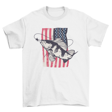 American flag fishing t-shirt