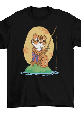 Cartoon tiger fishing t-shirt