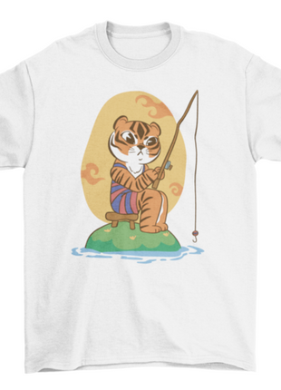 Cartoon tiger fishing t-shirt