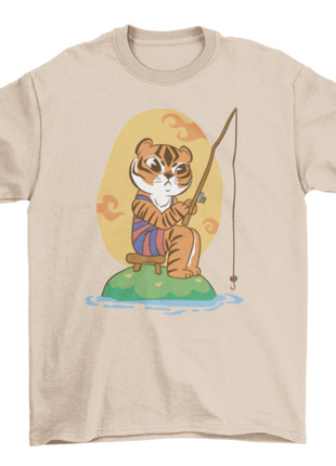 Cartoon tiger fishing t-shirt