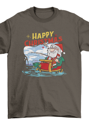Fishing Santa Christmas t-shirt