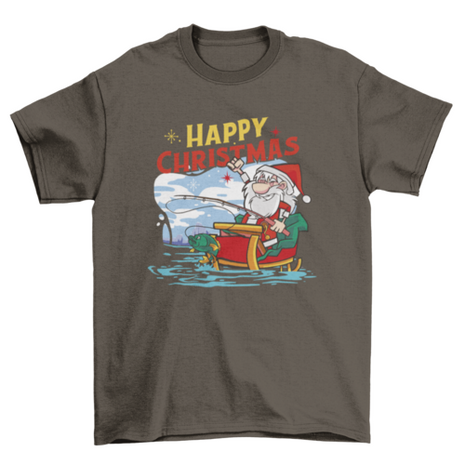 Fishing Santa Christmas t-shirt
