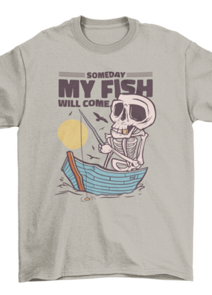 Skeleton fishing in lake t-shirt