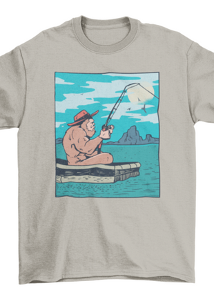 Bigfoot fishing illustration t-shirt