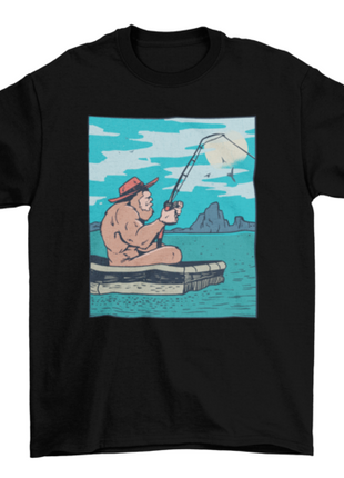 Bigfoot fishing illustration t-shirt