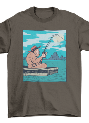 Bigfoot fishing illustration t-shirt