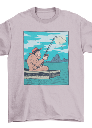 Bigfoot fishing illustration t-shirt