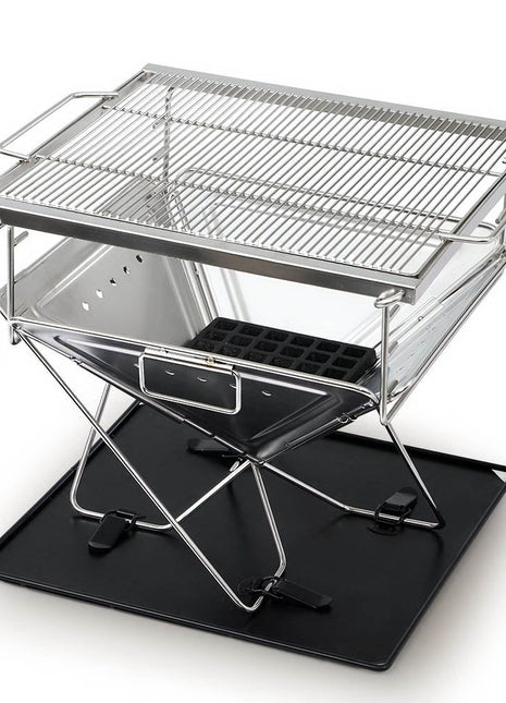 Grillz Camping Fire Pit BBQ Portable Folding Stainless Steel Stove