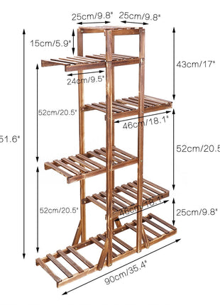Indoor 6 Tier Wooden Plant Home Decor Stand