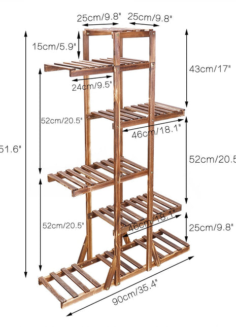 Indoor 6 Tier Wooden Plant Home Decor Stand