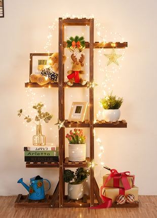 Indoor 6 Tier Wooden Plant Home Decor Stand