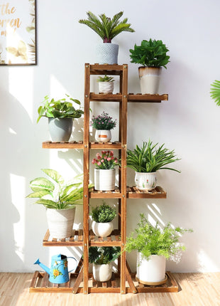 Indoor 6 Tier Wooden Plant Home Decor Stand