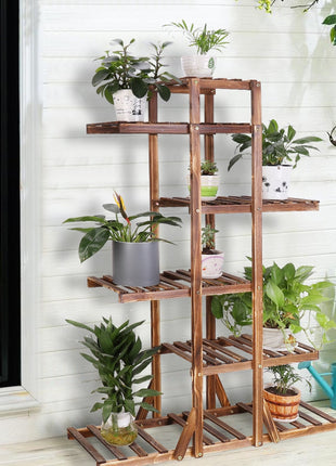 Indoor 6 Tier Wooden Plant Home Decor Stand