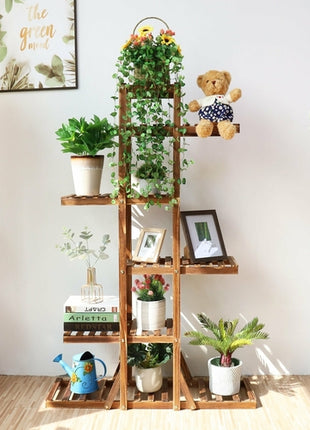 Indoor 6 Tier Wooden Plant Home Decor Stand
