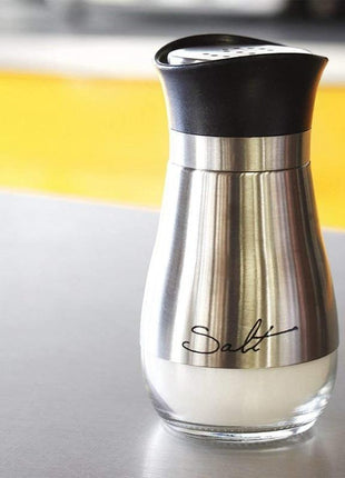 Salt and Pepper Shakers Stainless Steel Glass Set BPA Free, 4oz