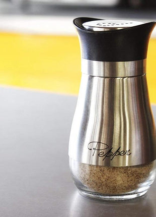 Salt and Pepper Shakers Stainless Steel Glass Set BPA Free, 4oz