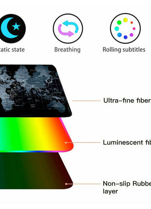 Dragon RGB Gaming Mouse Pad World Map