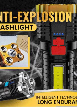 Ultra Bright Waterproof Outdoor LED Flashlight with Side Lamp