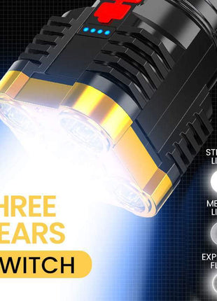 Ultra Bright Waterproof Outdoor LED Flashlight with Side Lamp